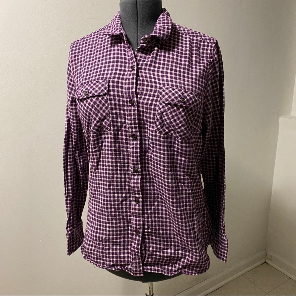 Eddie Bauer Purple Plaid Button-Down Shirt
